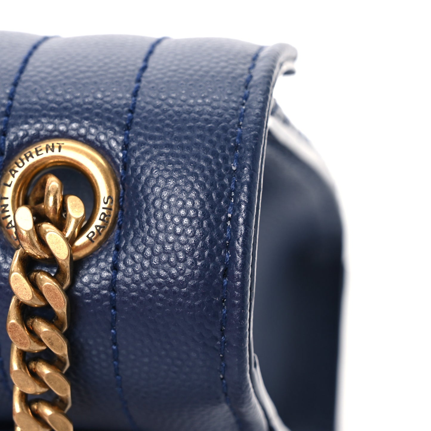 Grain De Poudre Textured Mixed Matelasse Triquilt Small Monogram Satchel Blue Charron