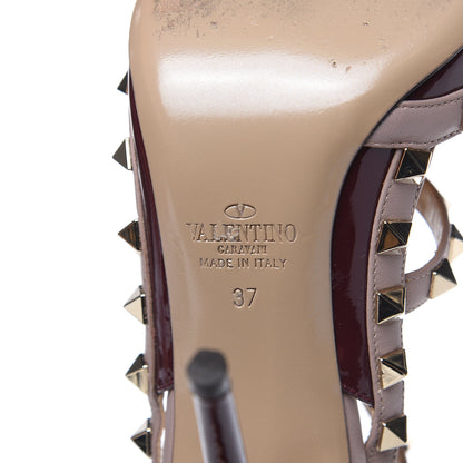 Valentino Garavani Patent Nappa Rockstud Ankle Strap 100mm Pumps 37 Rubin Poudre 6 of 10
