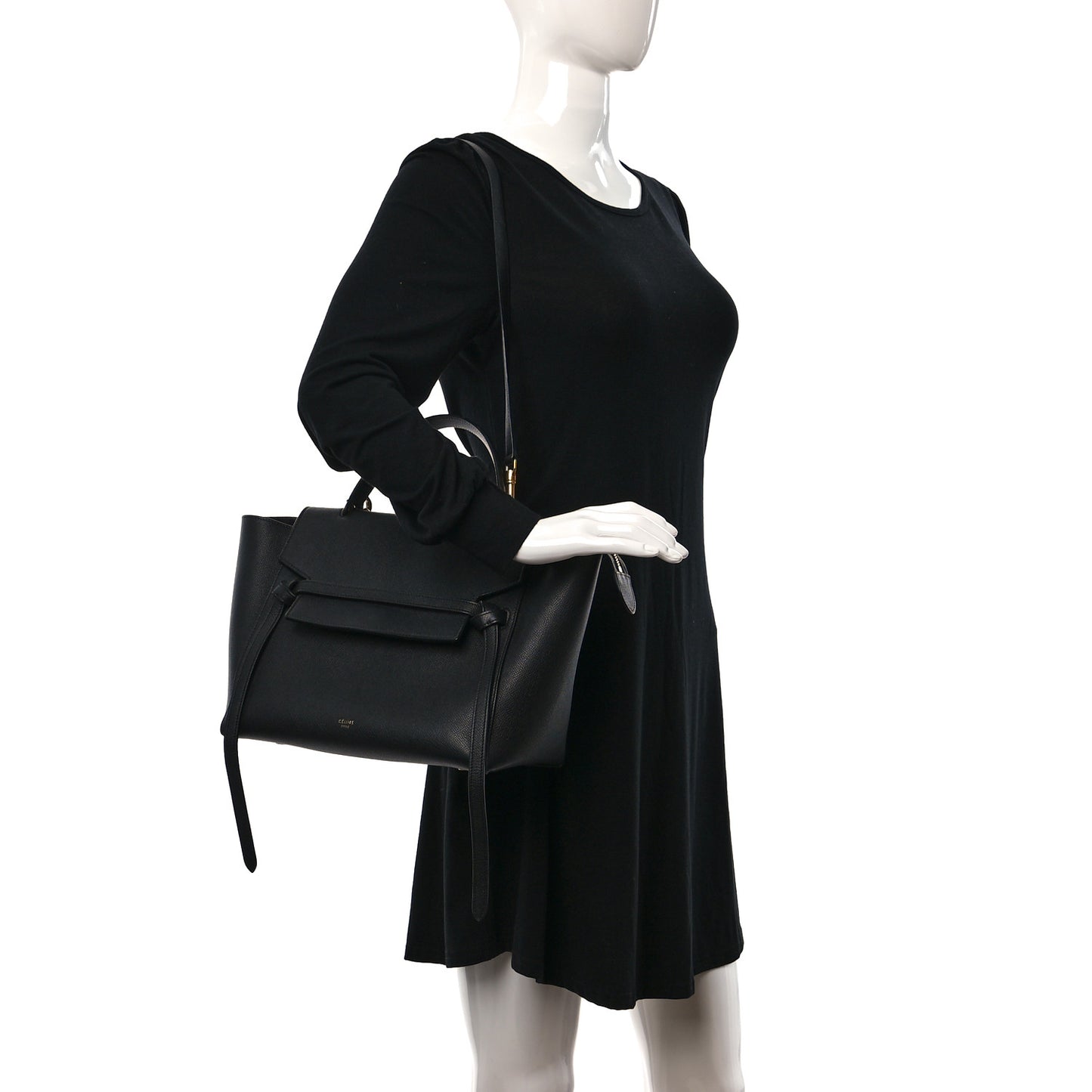 Baby Grained Calfskin Mini Belt Bag Black