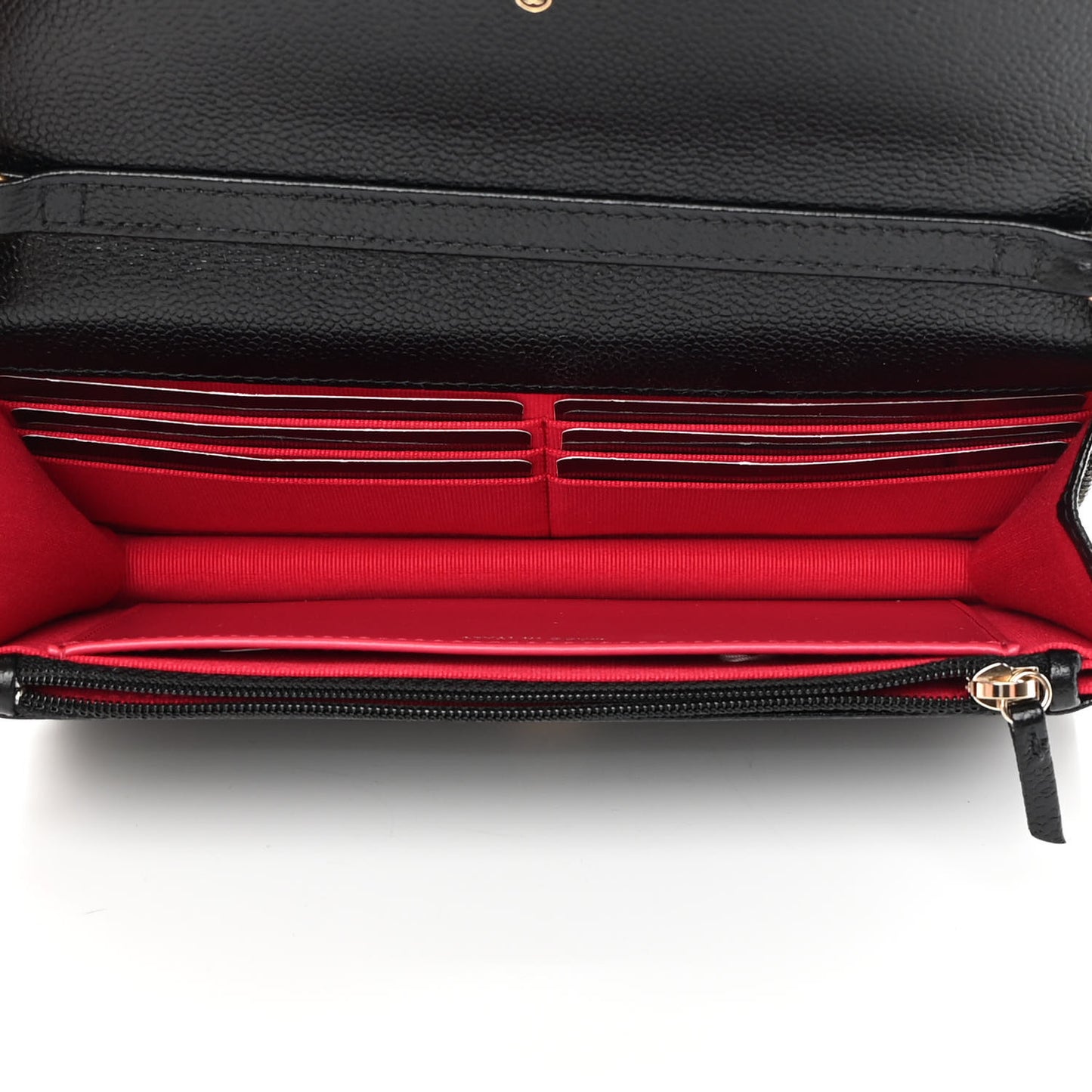 Shiny Caviar Quilted Chain Melody Wallet On Chain WOC Black