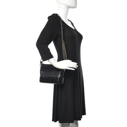 Chanel Aged Calfskin Chevron Quilted Small Gabrielle Hobo Black 2 of 10