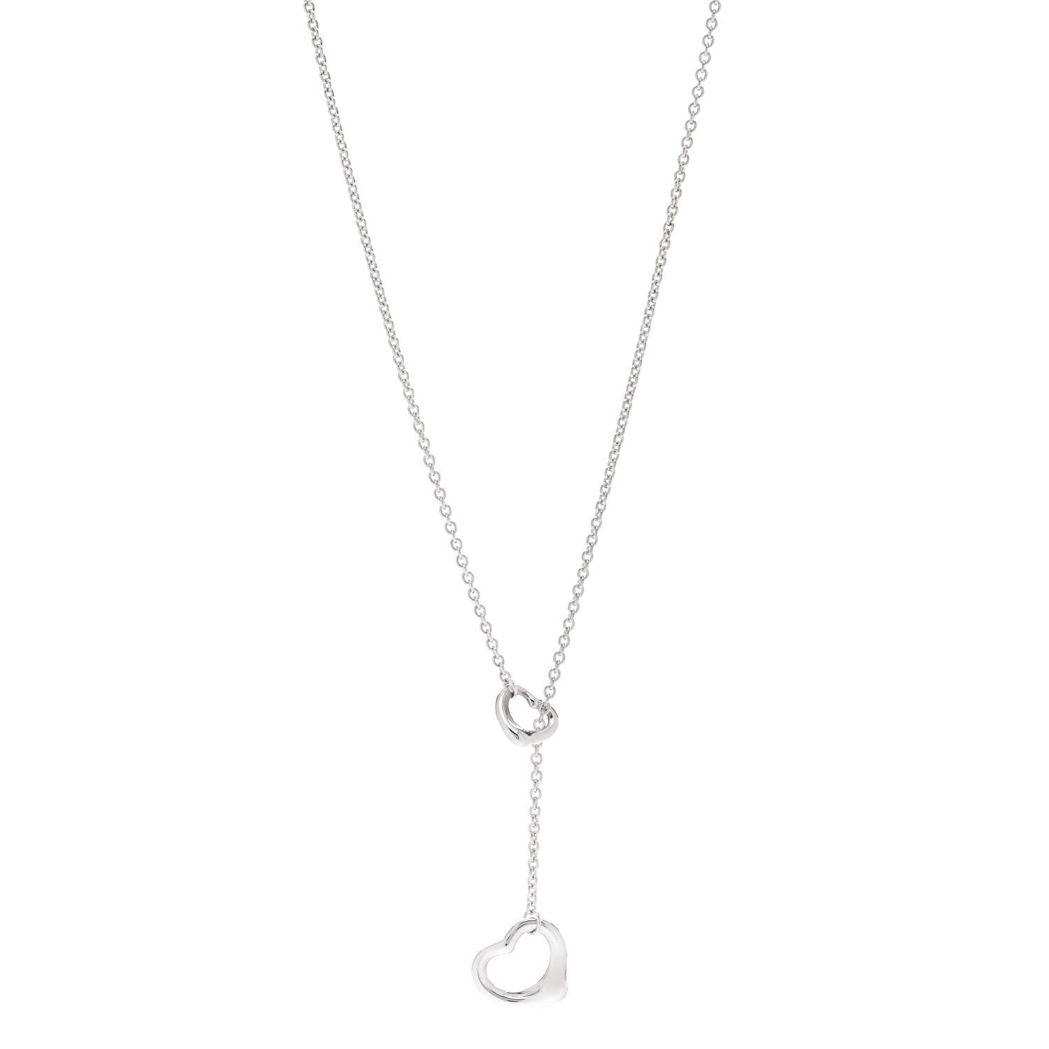 Tiffany Sterling Silver Elsa Peretti Open Heart Lariat Necklace 1 of 5