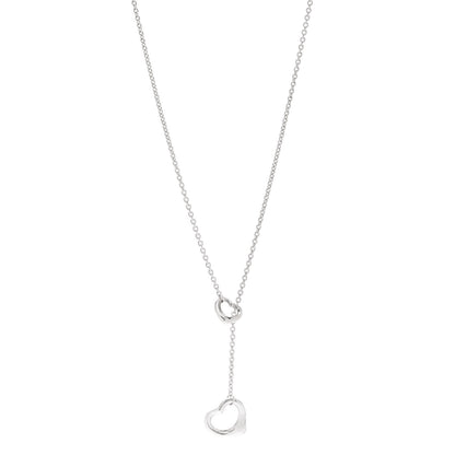 Tiffany Sterling Silver Elsa Peretti Open Heart Lariat Necklace 1 of 5