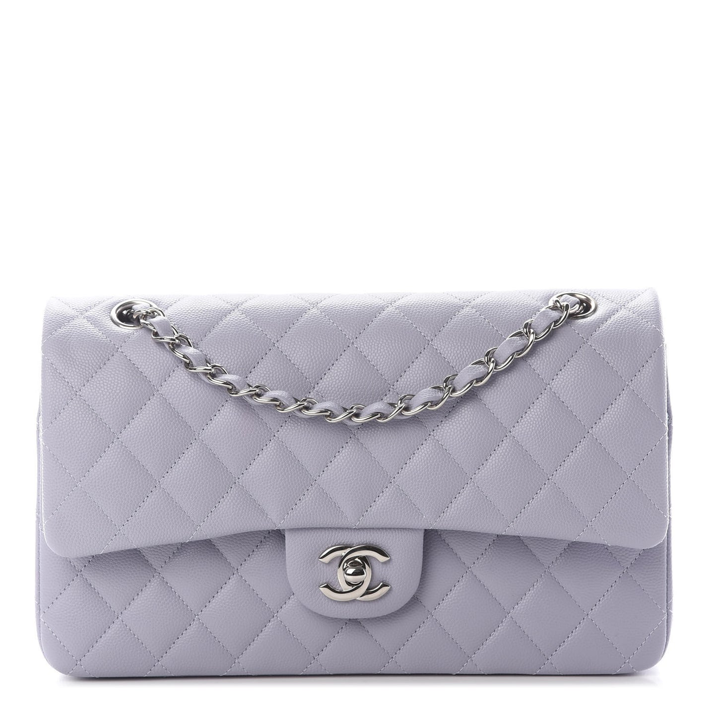 Caviar Quilted Medium Double Flap Light Purple