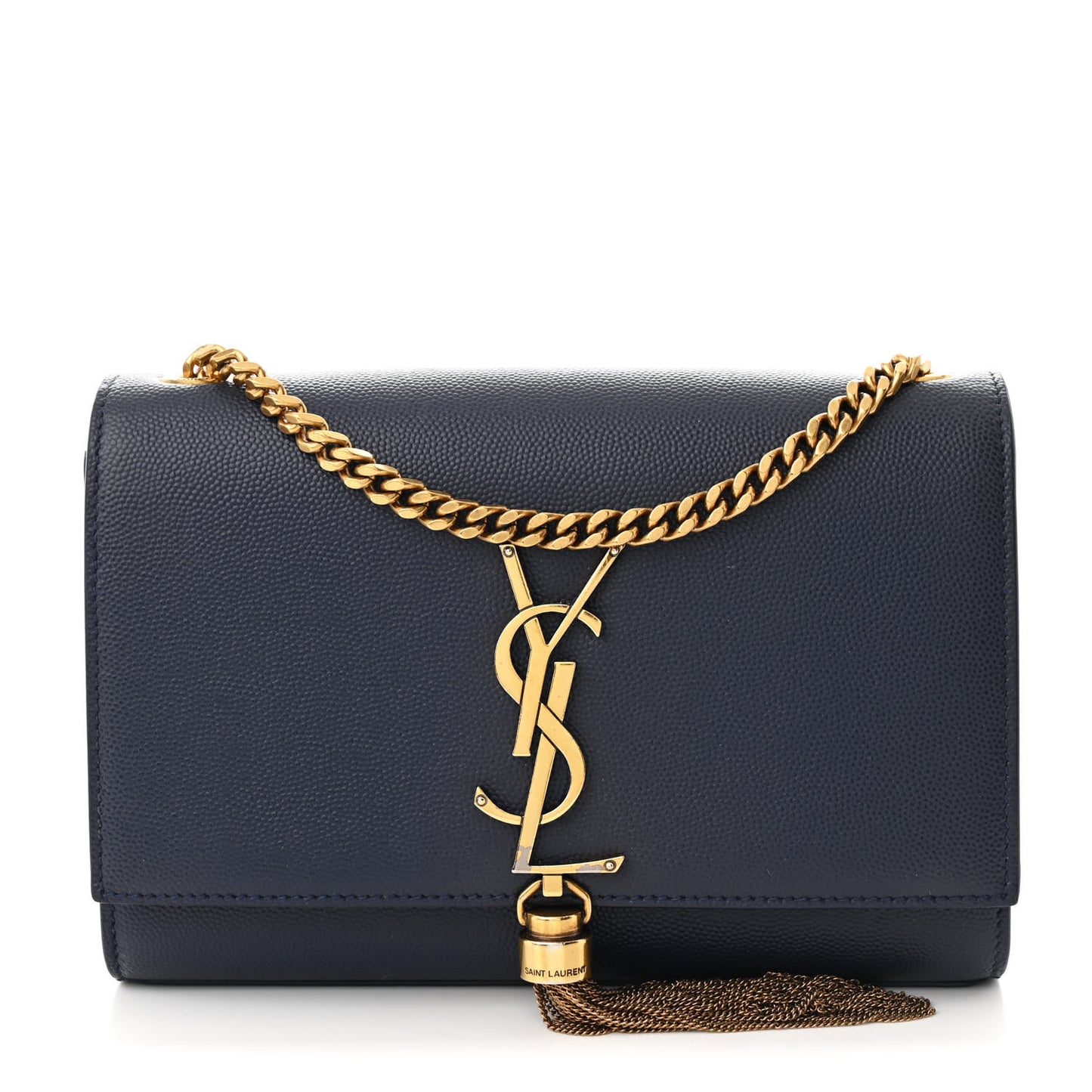 Grain De Poudre Small Classic Monogram Kate Tassel Satchel Blue Charron