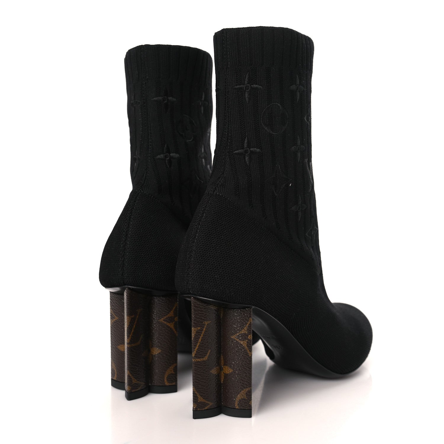 Louis Vuitton Monogram Stretch Fabric Silhouette Ankle Boots 36.5 Black 4 of 8