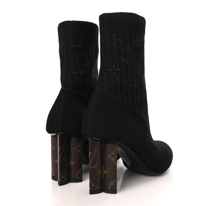 Louis Vuitton Monogram Stretch Fabric Silhouette Ankle Boots 36.5 Black 4 of 8