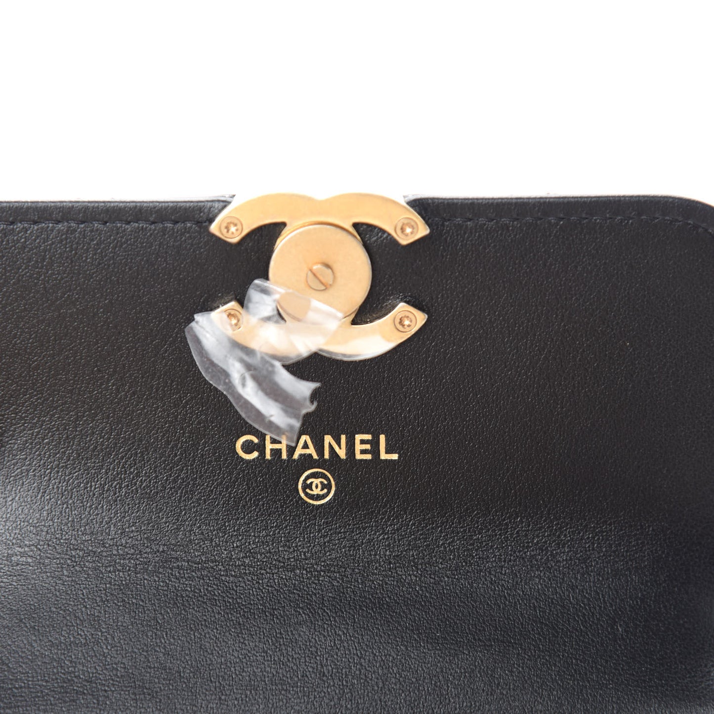 Calfskin Quilted Perfect Fit Coin Purse With Chain Black