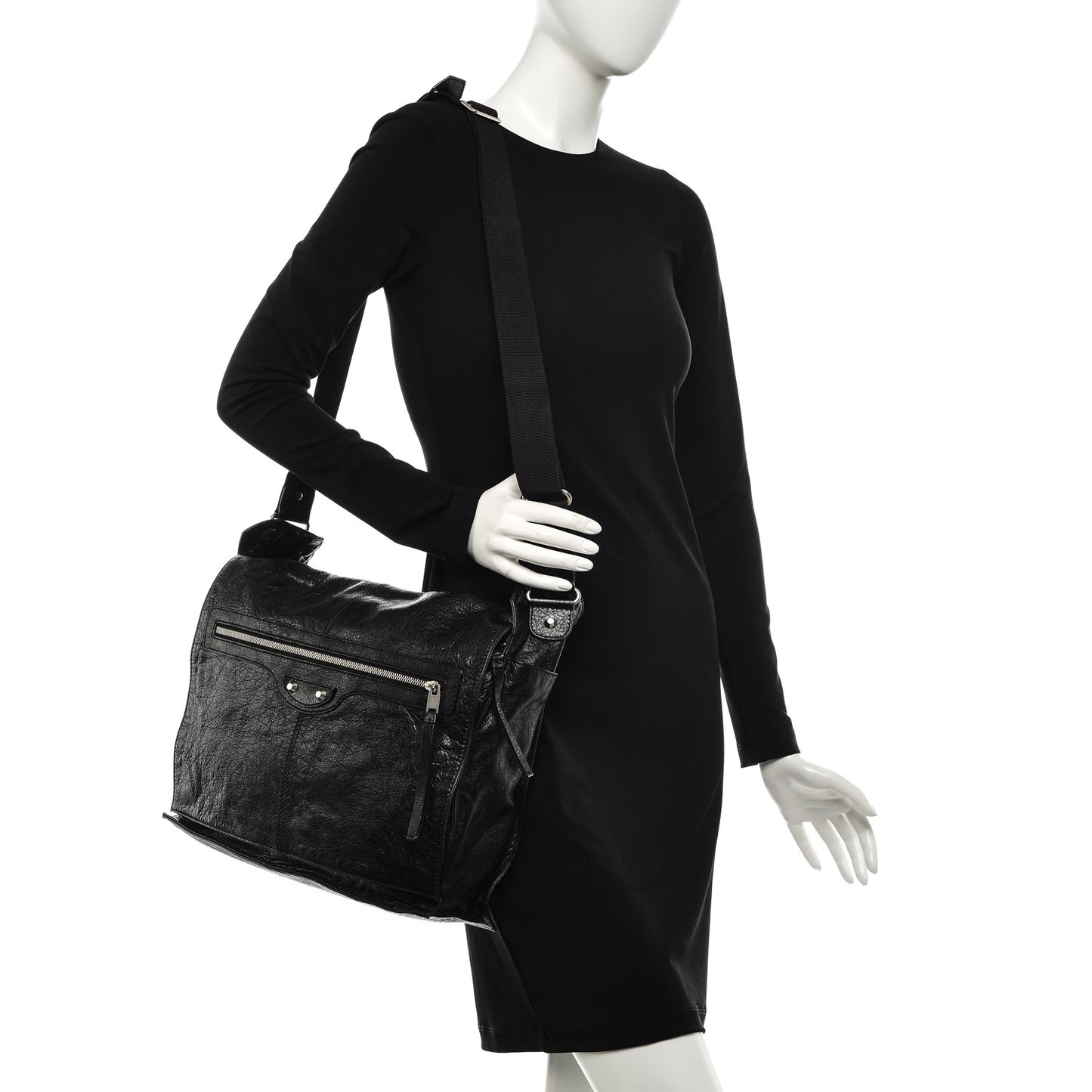 Agneau Arena Foldover Messenger Black
