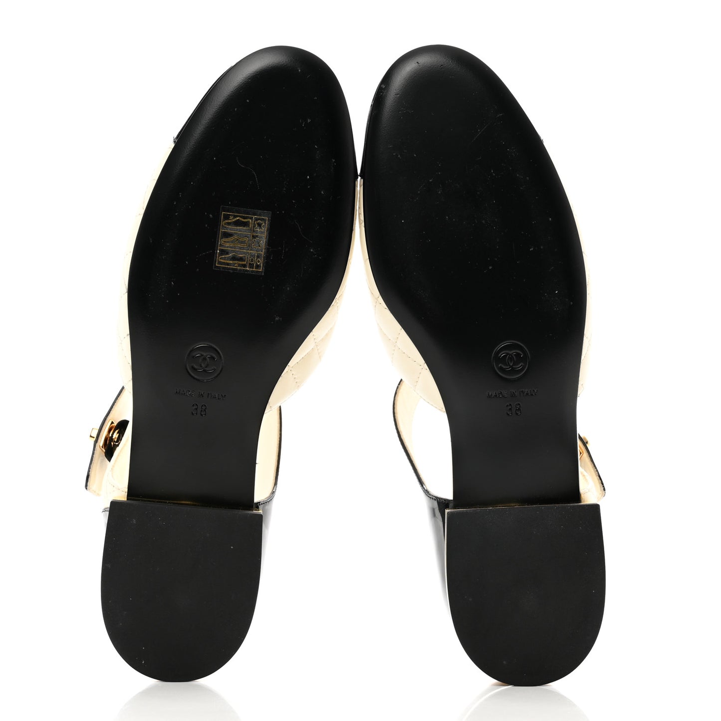 Patent Lambskin Quilted Cap Toe Ballerina Flats 37.5 Ivory Black 38 Ivory Black