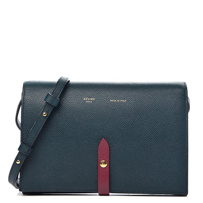 Celine Grained Calfskin Clutch On Strap Bag Steel Blue 1 of 9