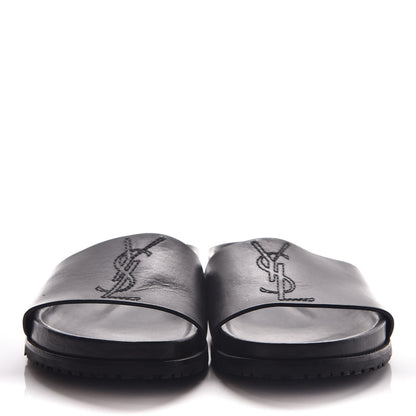Saint Laurent Calfskin Monogram Jimmy Joan Slide Sandals 41 Black 2 of 9