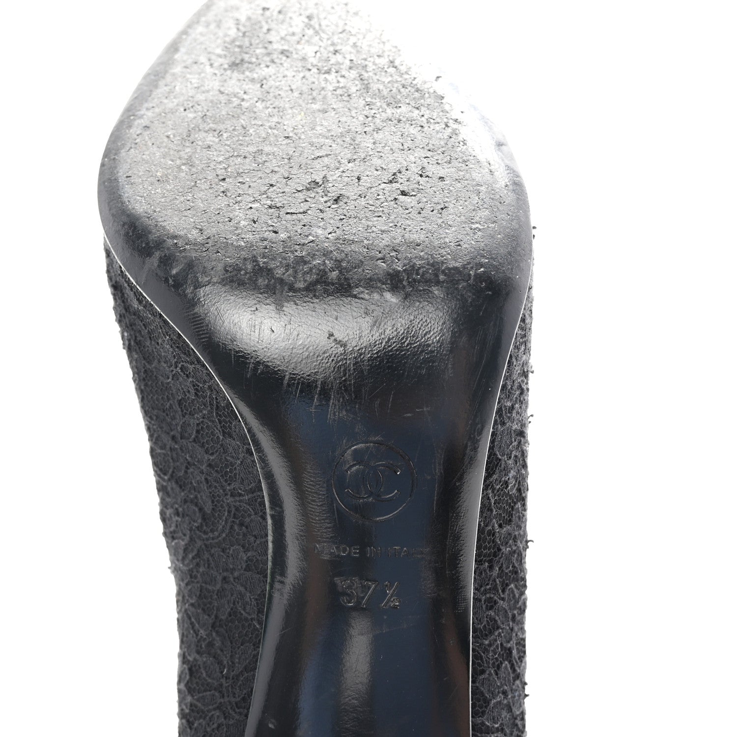 Chanel Lace Camellia CC Pumps 37.5 Black 7 of 9