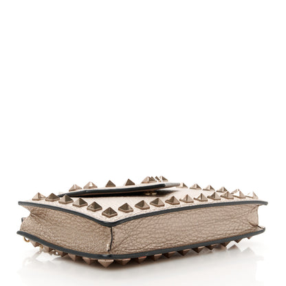 Valentino Garavani Metallic Pebbled Calfskin Rockstud Phone Case With Chain Sasso 4 of 12