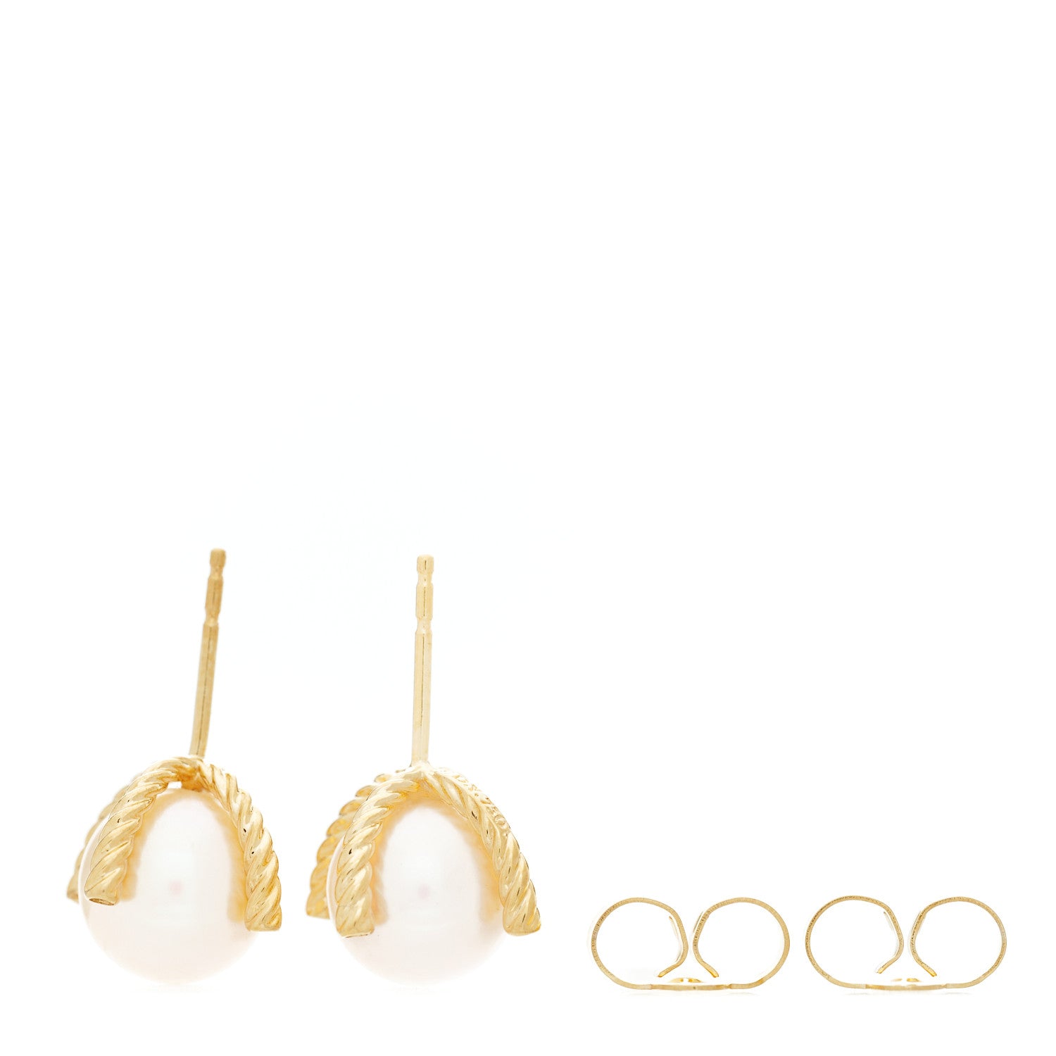 David Yurman 18K Yellow Gold Diamond 14mm Pearl Earrings 4 of 4
