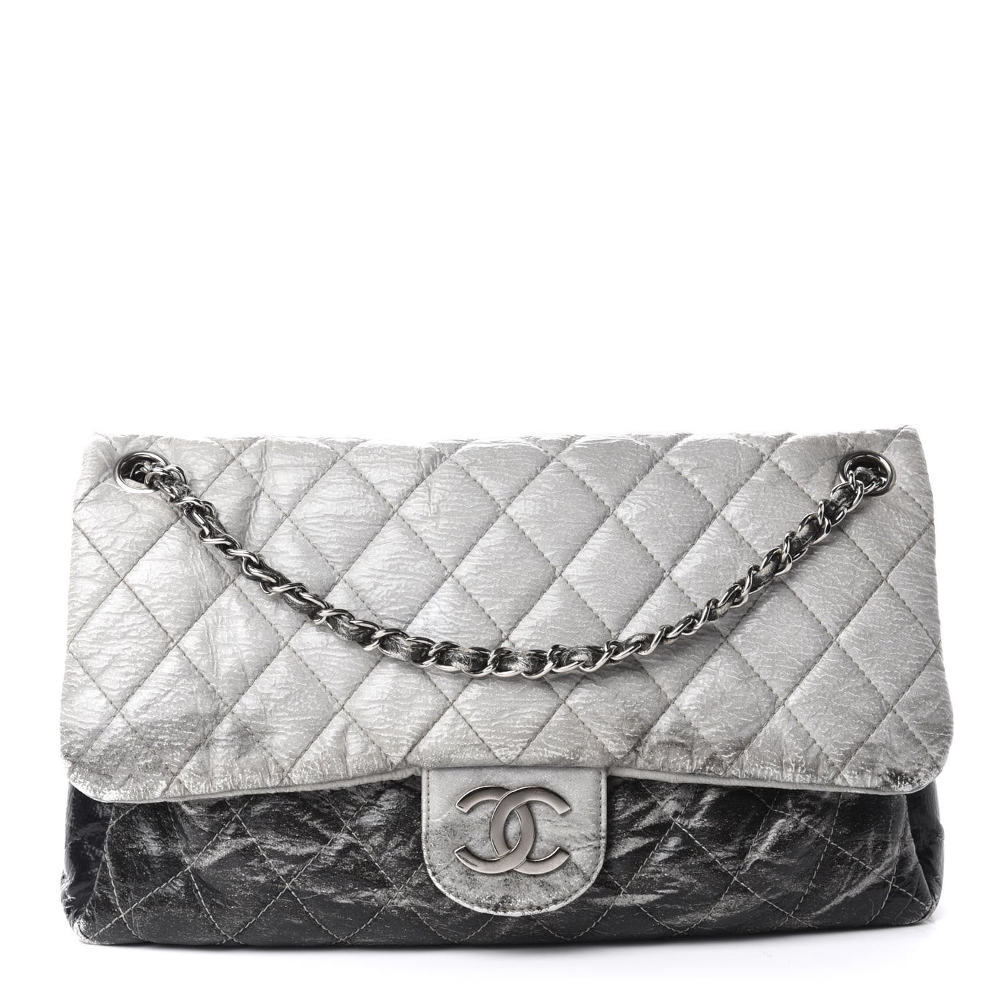Vinyl Quilted Jumbo Melrose Degrade Flap Black