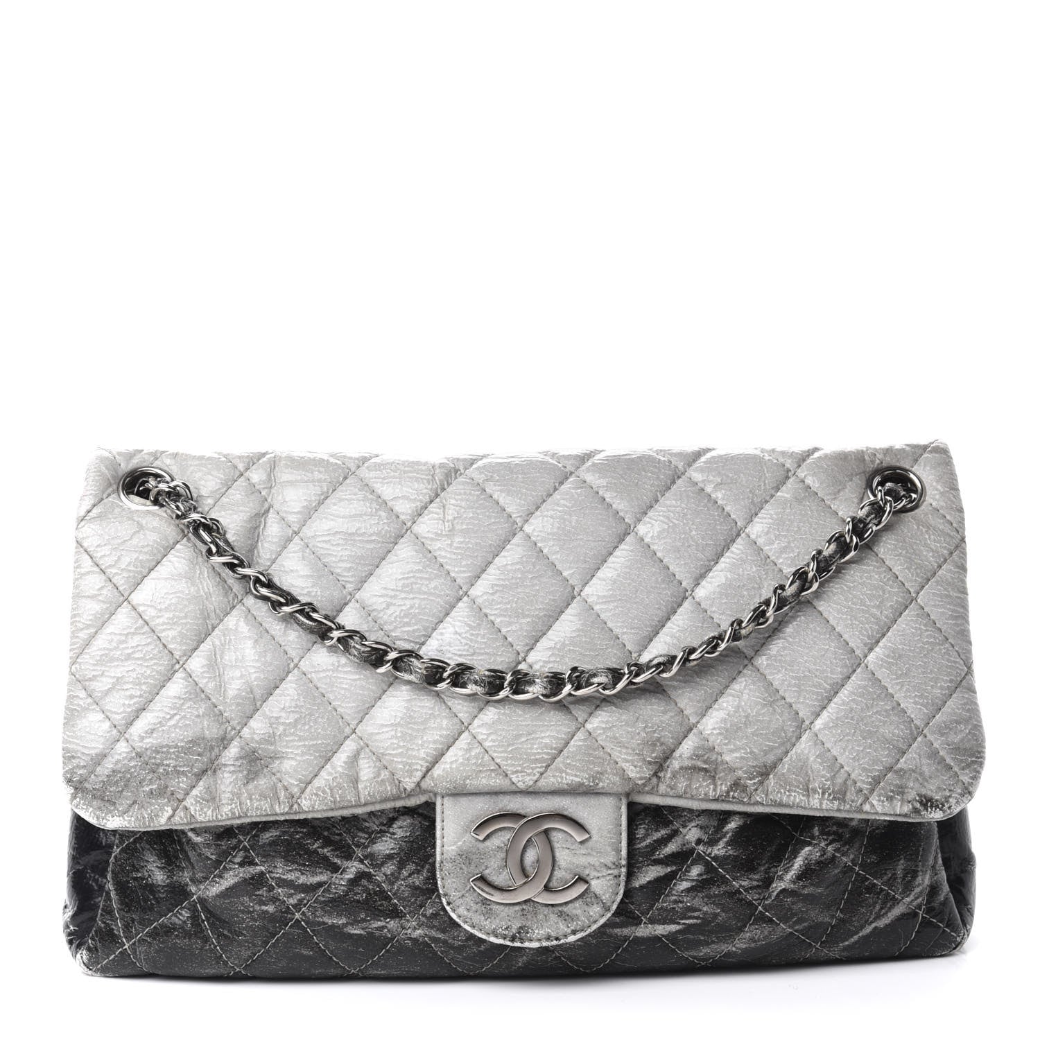 Chanel Vinyl Quilted Jumbo Melrose Degrade Flap Black 1 of 16