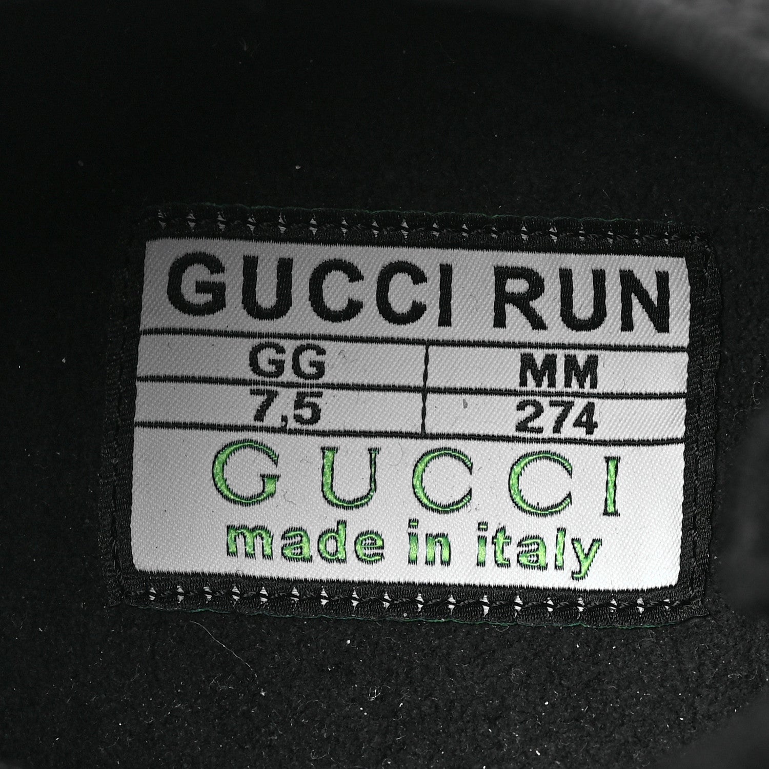 Gucci Technical Knit Fabric Waves Mens Gucci Run Sneakers 7.5 Black Silver Giallo Neon Yellow 7 of 7