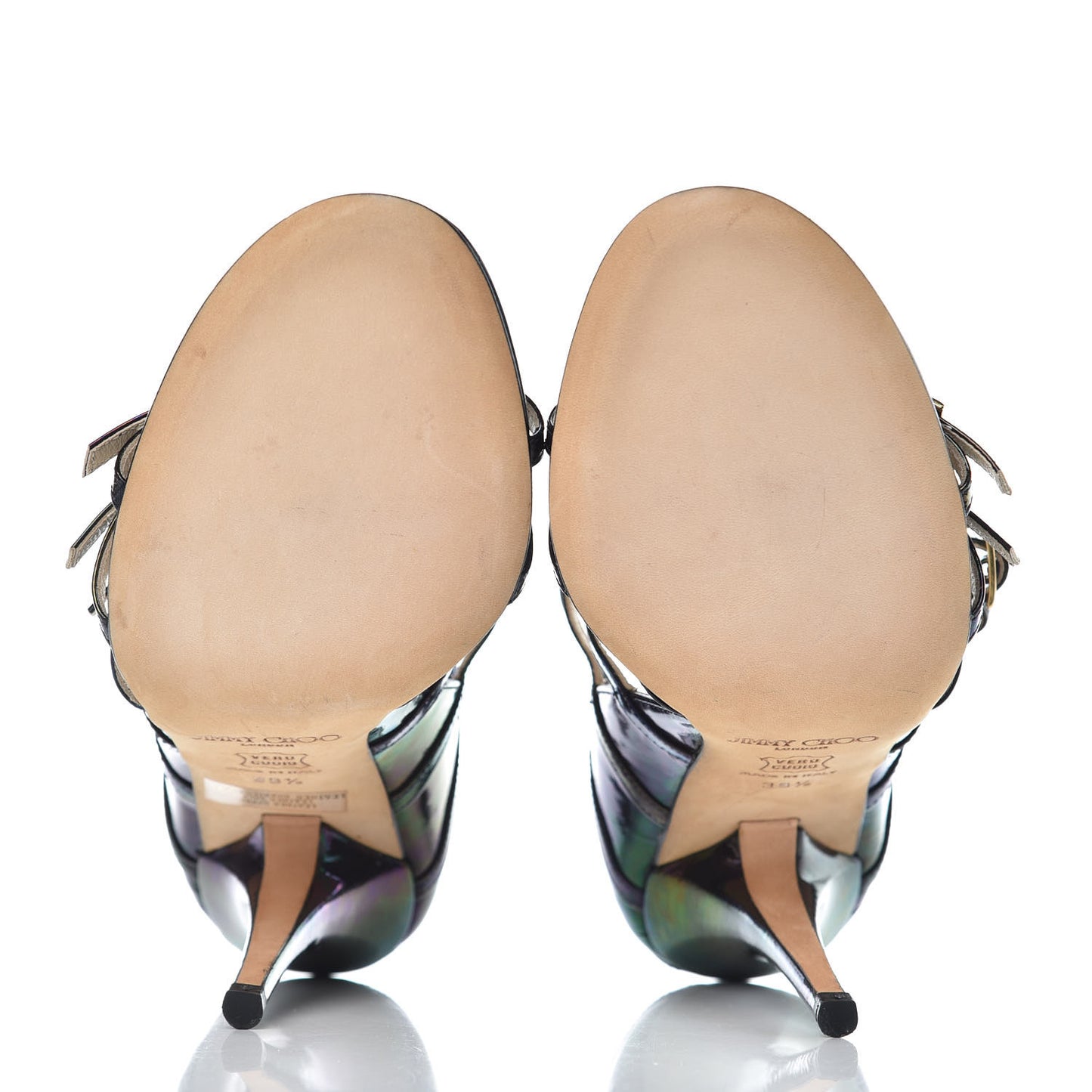 Patent Oil Slick Atlas Strappy Sandals 38.5 Petrol
