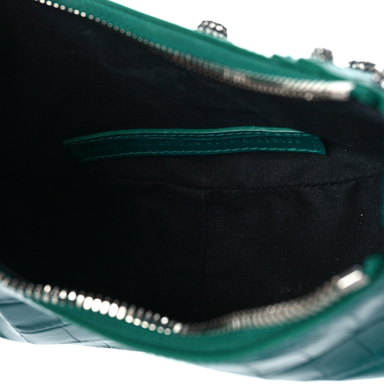 Balenciaga Extra Supple Calfskin Crystal Crocodile Embossed Le Cagole Shoulder Bag XS Jade 5 of 9