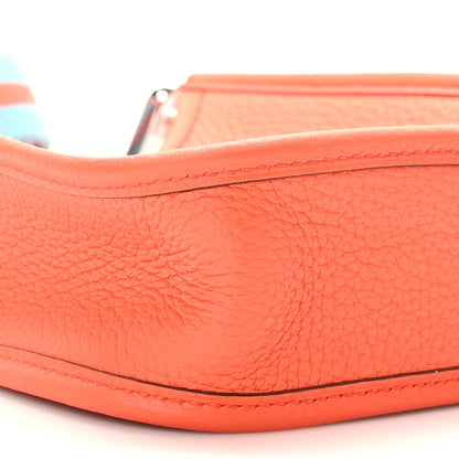 Hermes Taurillon Clemence Amazone Evelyne TPM Orange Poppy Bleu Saint Cyr 8 of 10