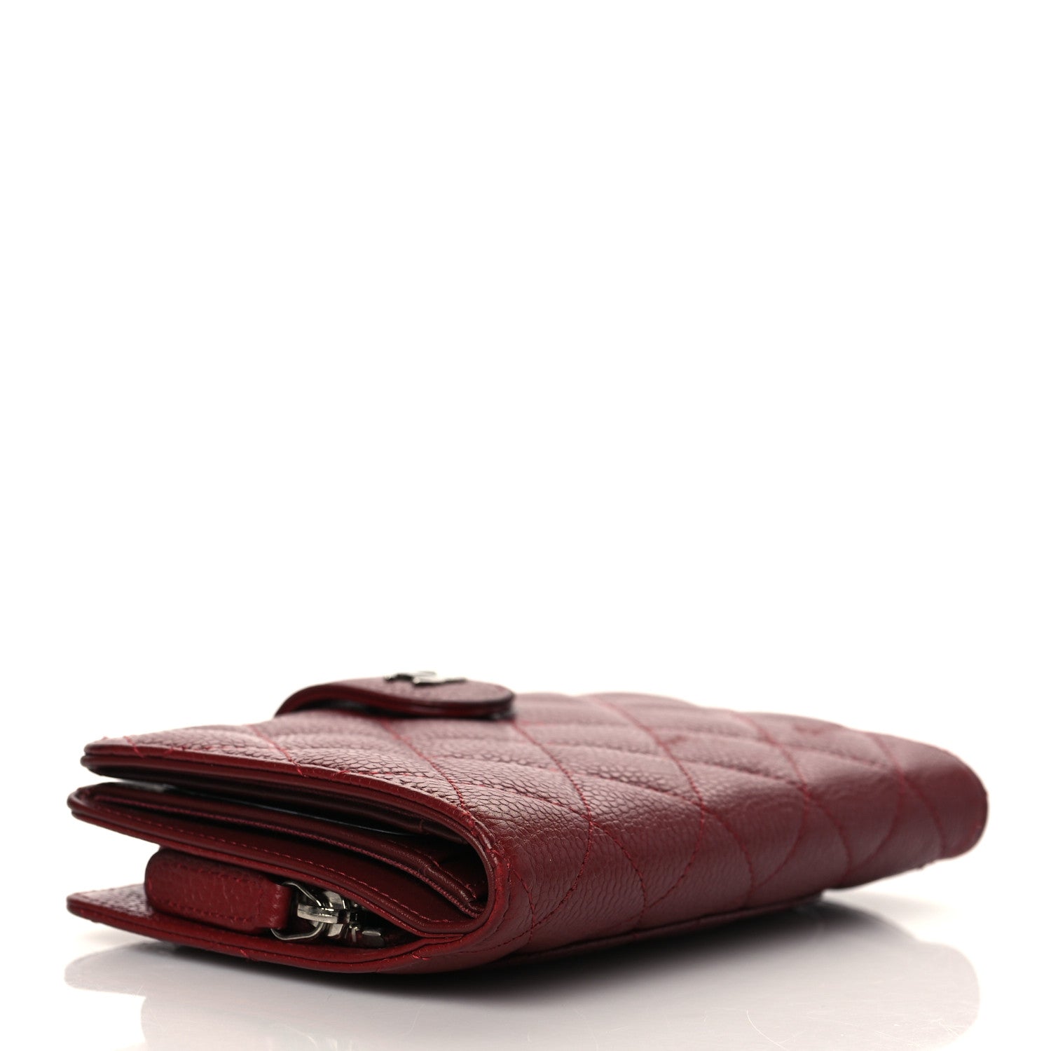 Chanel Caviar Quilted Zipped Pocket Wallet Red 4 of 10
