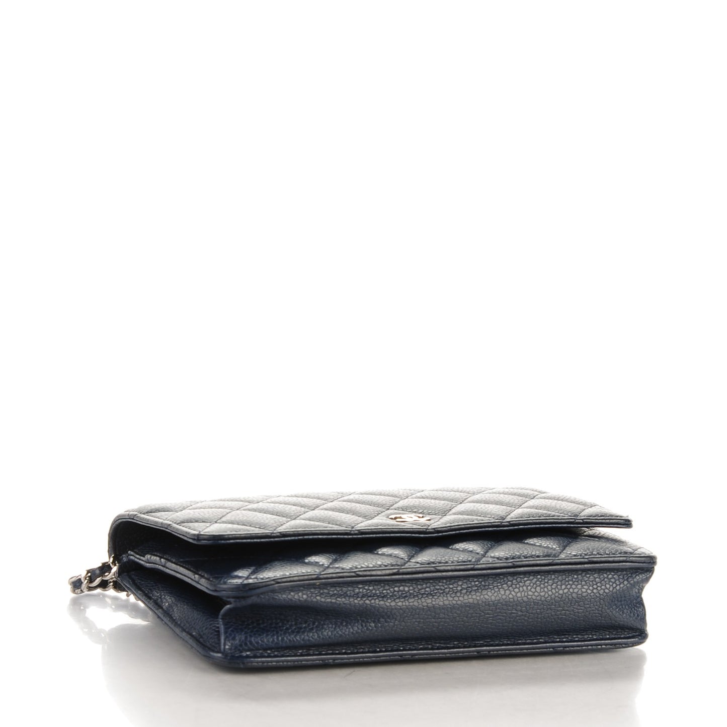 Caviar Quilted Wallet On Chain WOC Navy Blue