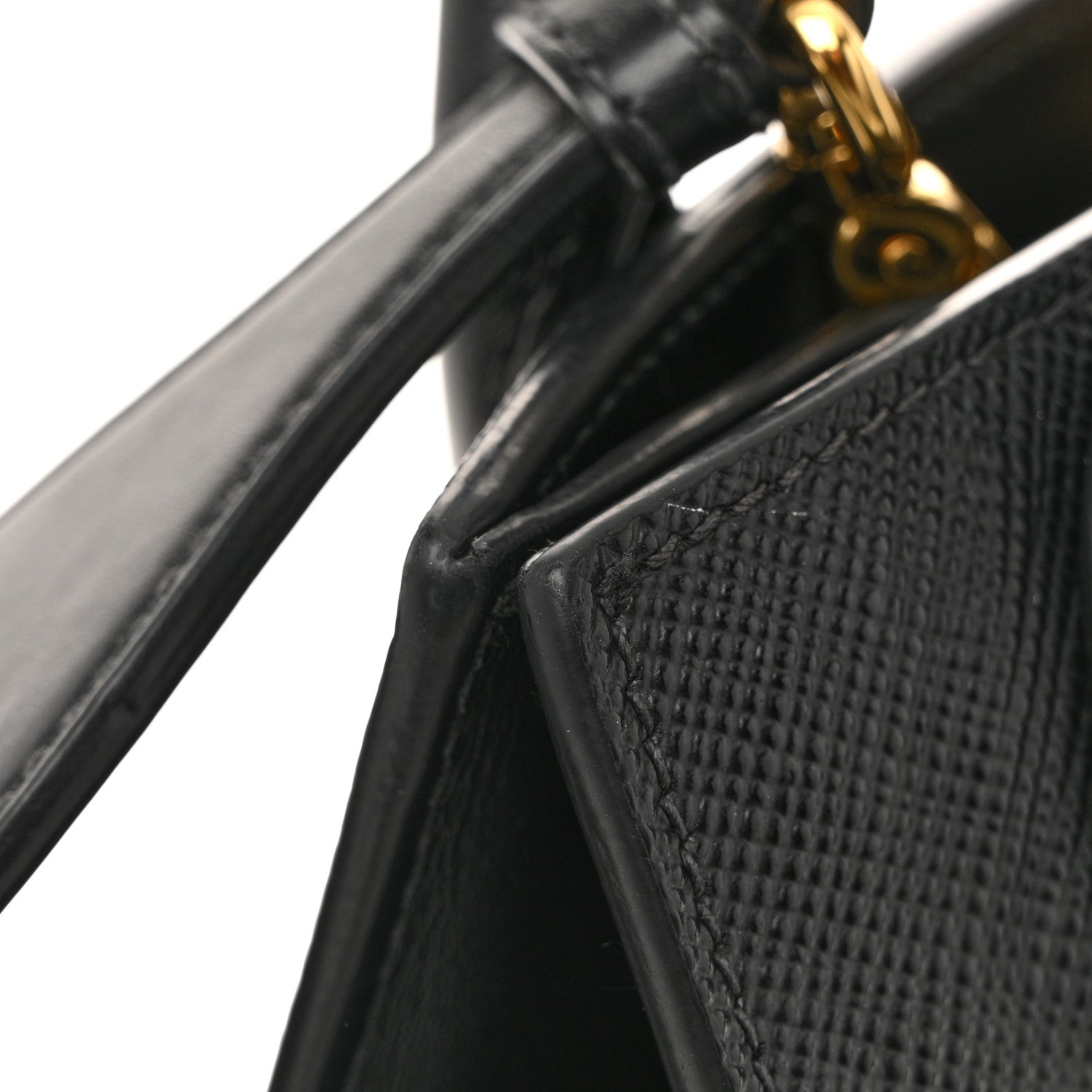 Prada Saffiano Cuir Calfskin Small Monochrome Top Handle Tote Black 15 of 15