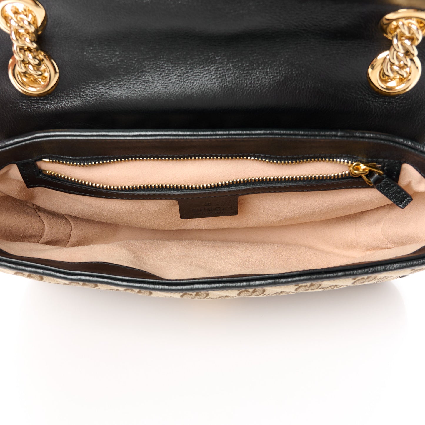 Monogram Matelasse Diagonal Small GG Marmont Shoulder Bag Beige Black