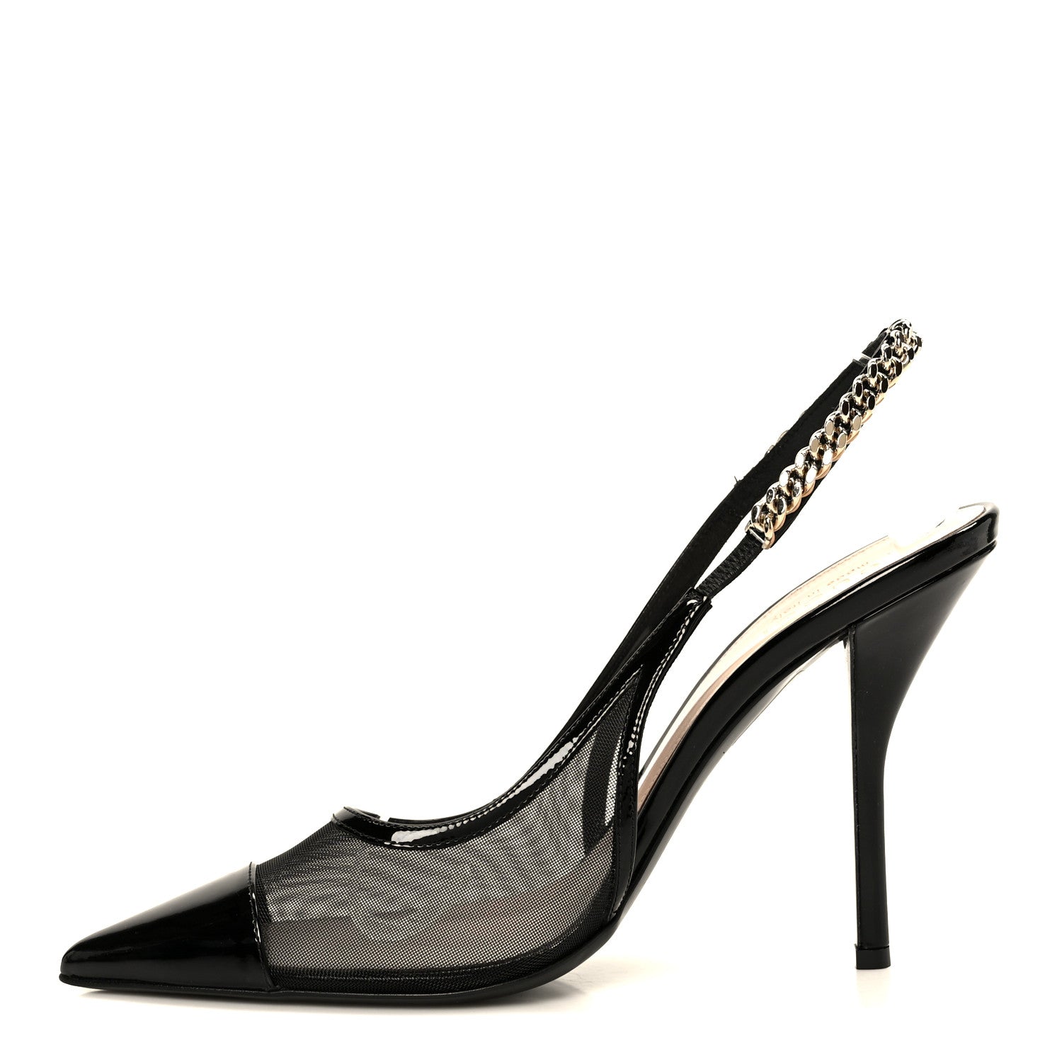 Gucci Tela Retino Patent Signoria 105mm Slingback Pumps 40 Black 1 of 9