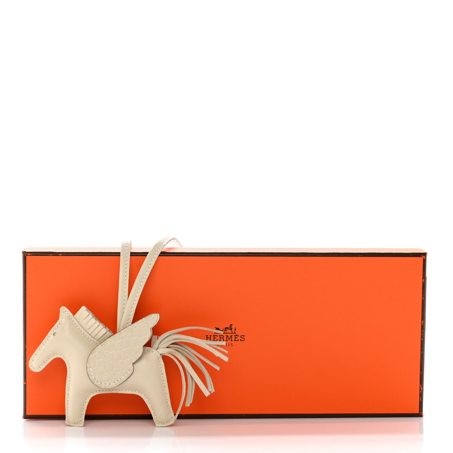 Hermes Milo Lambskin Matte Alligator Touch Grigri Rodeo Pegase Horse Bag Charm PM Craie Nata Beton 5 of 5
