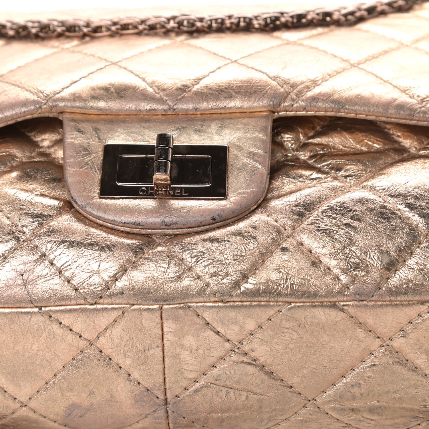 Chanel Metallic Aged Calfskin Quilted 2.55 Reissue 227 Flap Gold 21 of 22