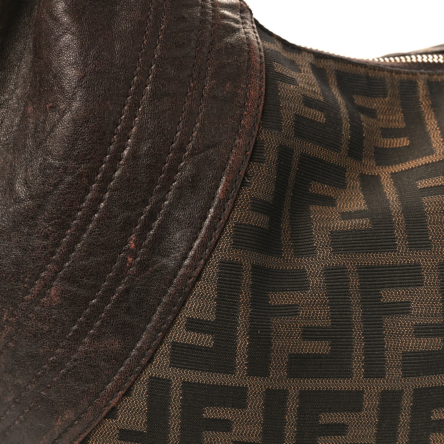 Fendi Zucca Nappa Nuvolata Vitello Tortuga Large Spy Hobo Tobacco Moro 9 of 13