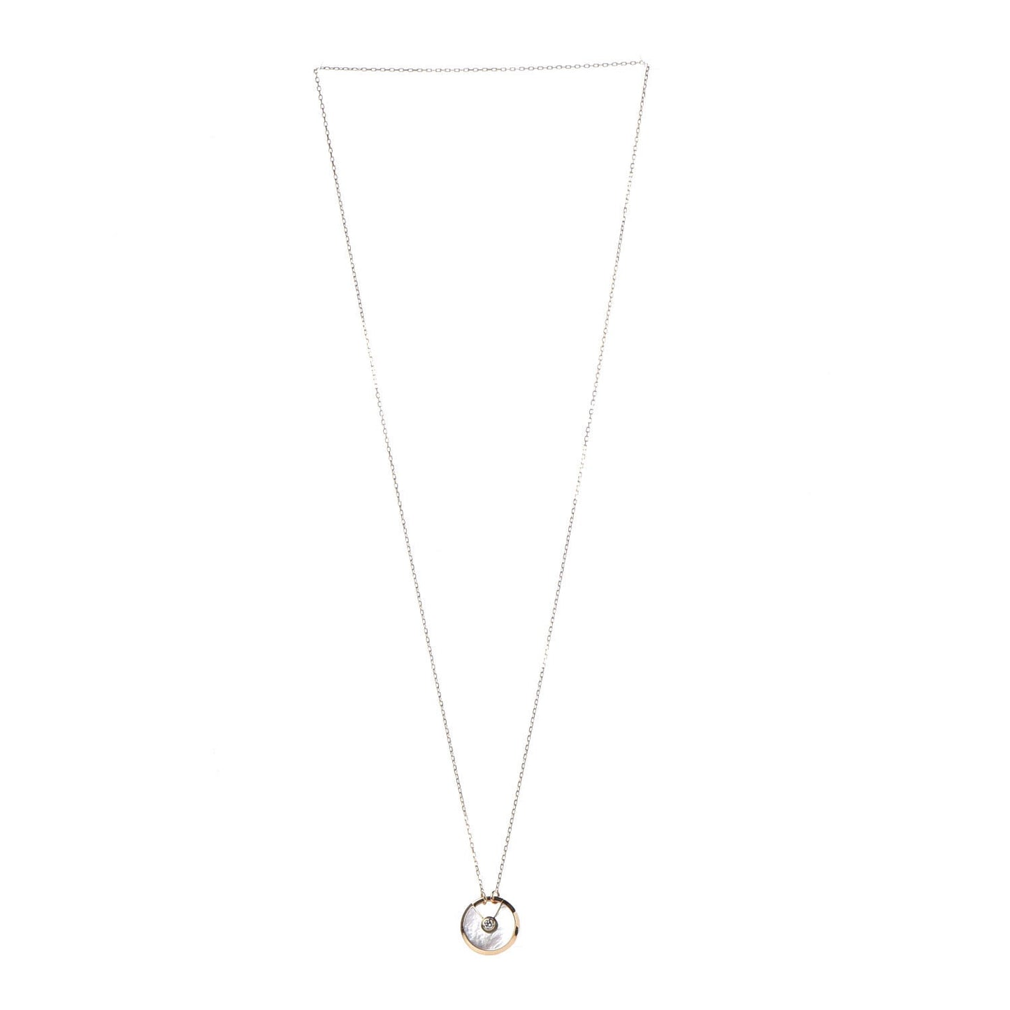18K Yellow Gold Diamond Mother of Pearl SM Amulette de Cartier Pendant Necklace