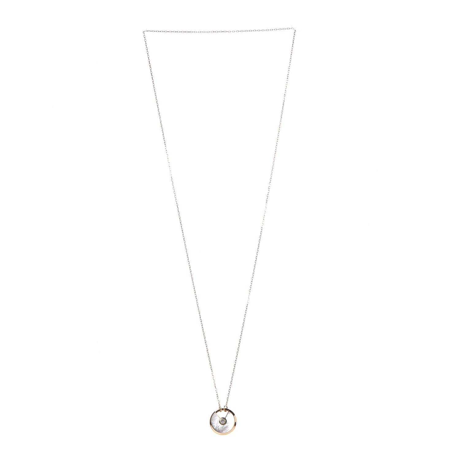 Cartier 18K Yellow Gold Diamond Mother of Pearl SM Amulette de Cartier Pendant Necklace 3 of 6