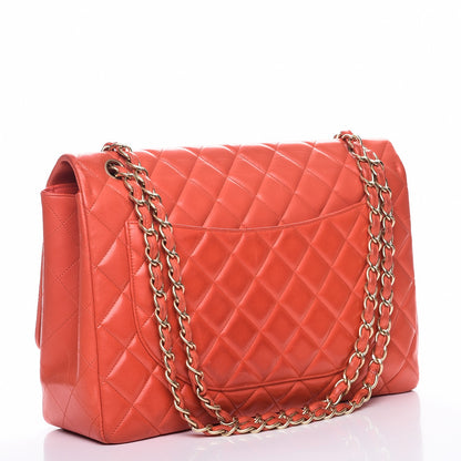 Chanel Lambskin Quilted Maxi Single Flap Light Red 3 of 10