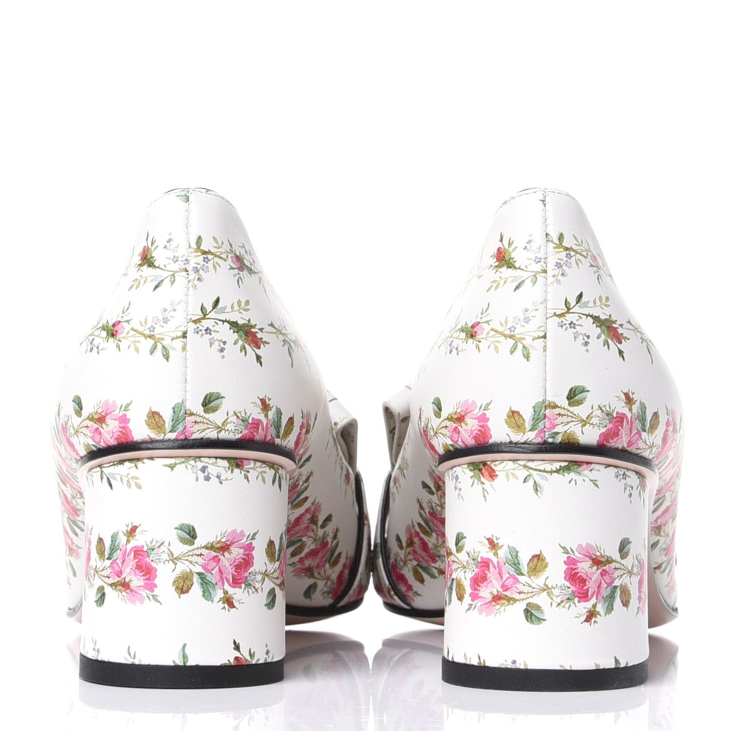 Calfskin Rose Print GG Marmont Fringe 50mm Loafer Pumps 41.5 Multicolor