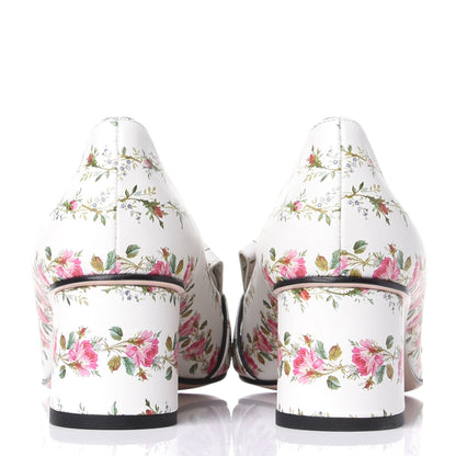 Gucci Calfskin Rose Print GG Marmont Fringe 50mm Loafer Pumps 41.5 Multicolor 6 of 10
