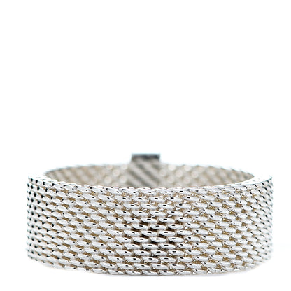 Tiffany Sterling Silver Diamond Somerset Mesh Ring 51 5.75 2 of 3