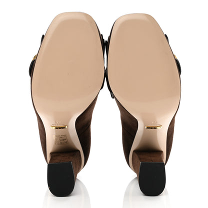 Gucci Kid Scamosciato Pearly GG Marmont Fringe 105mm Loafer Pumps 40 Cocoa 5 of 9