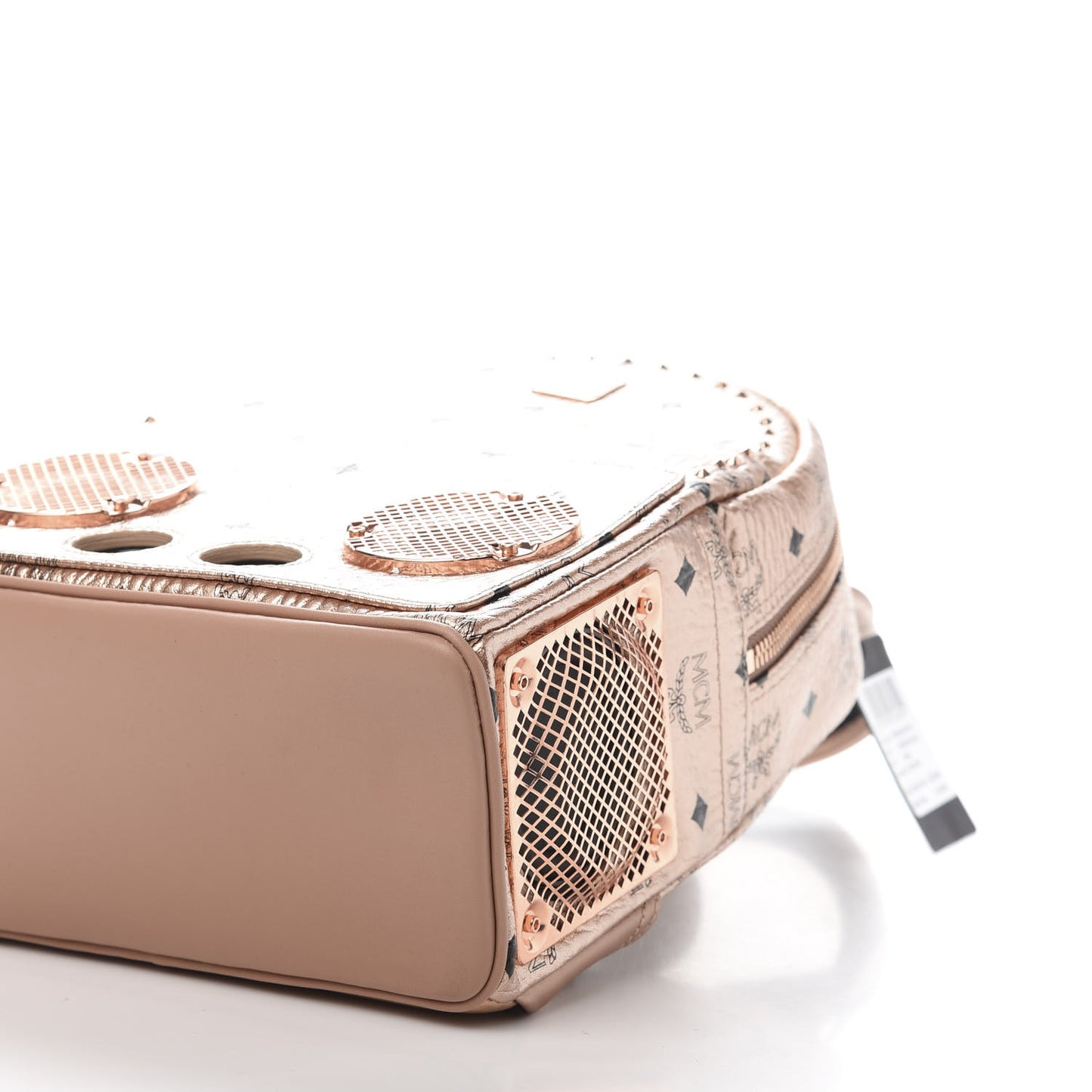 Metallic X Wizpak Visetos Studded Sound System Speaker Backpack Champagne Gold