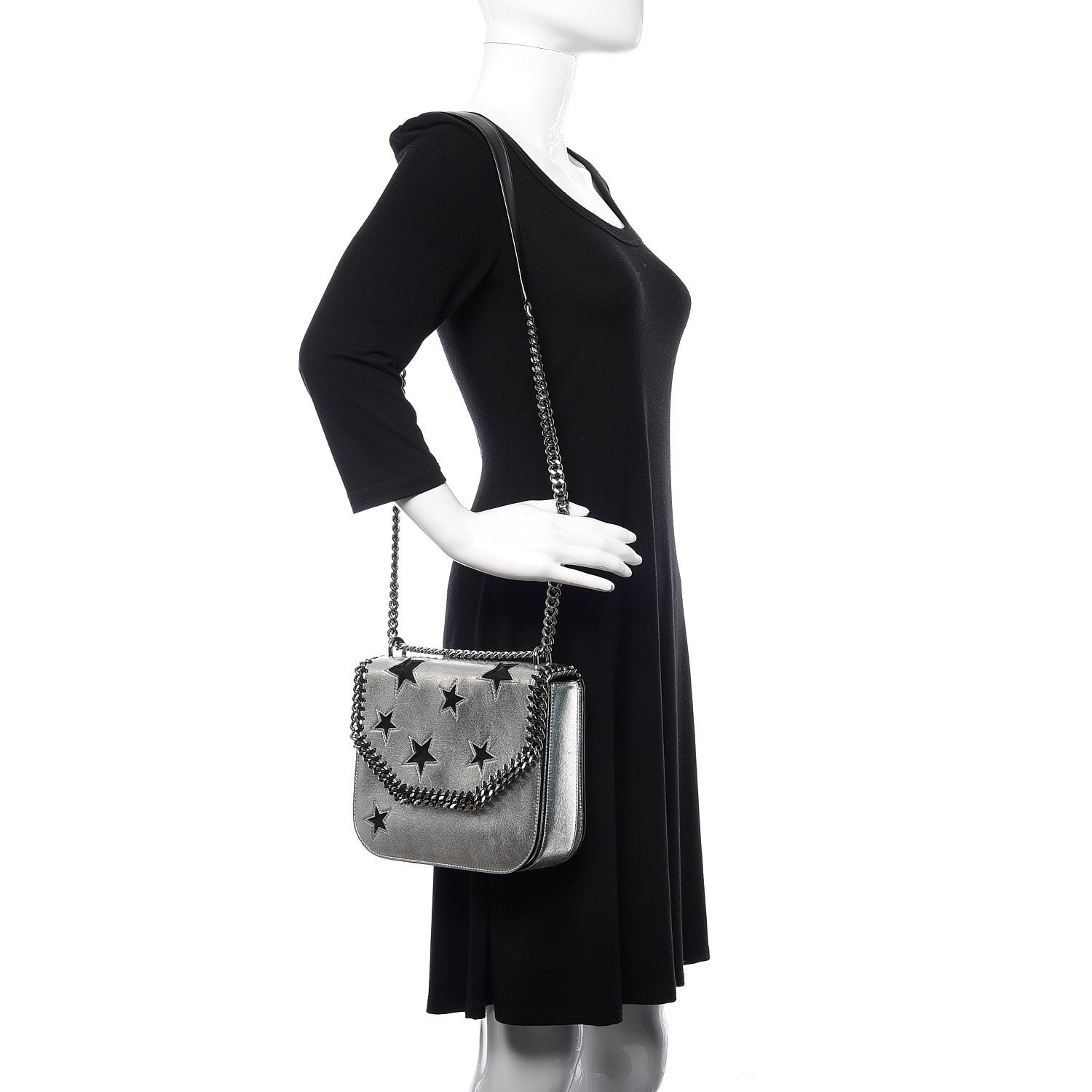 Stella McCartney Metallic Alter Nappa Medium Star Falabella Box Shoulder Bag Silver 2 of 16