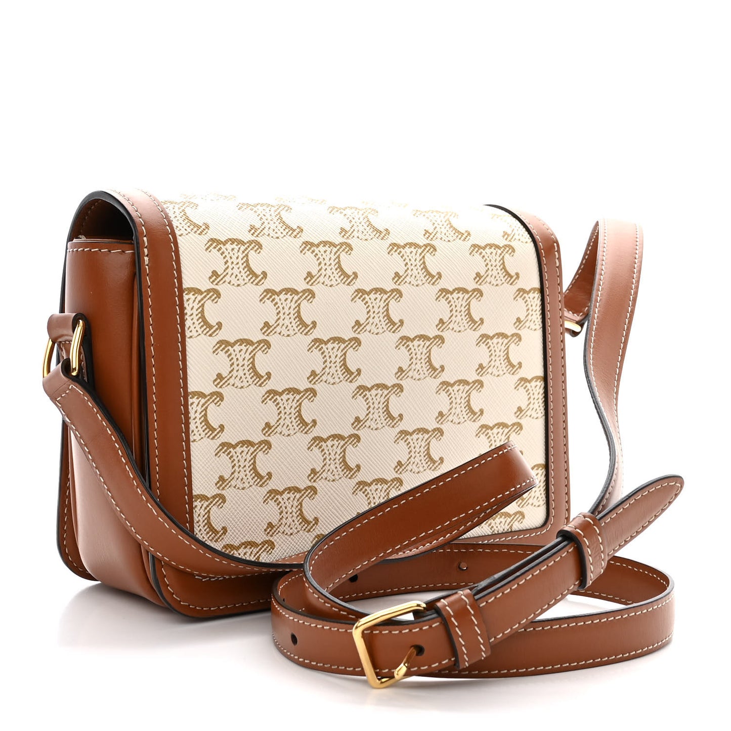 Calfskin Triomphe Canvas Teen Triomphe Bag White