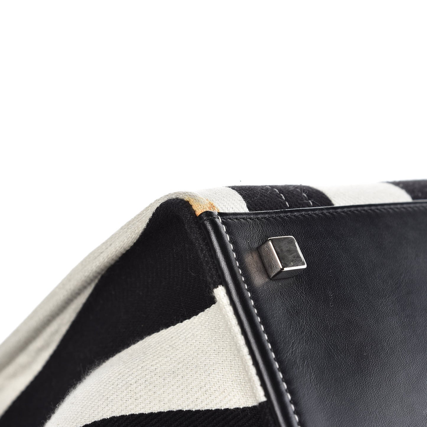 Cotton Canvas Striped Medium Phantom Luggage White Black