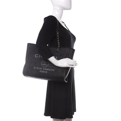 Chanel Woven Straw Raffia Small Deauville Tote Black 2 of 11