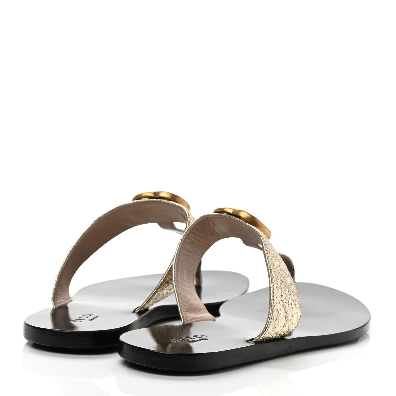 Gucci Nappa Silk Galassia GG Marmont Thong Flat Sandals 37 Platino 4 of 9