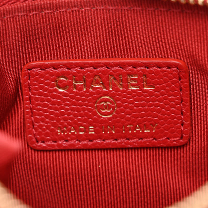 Chanel Caviar Quilted Small Cosmetic Case Red 6 of 10