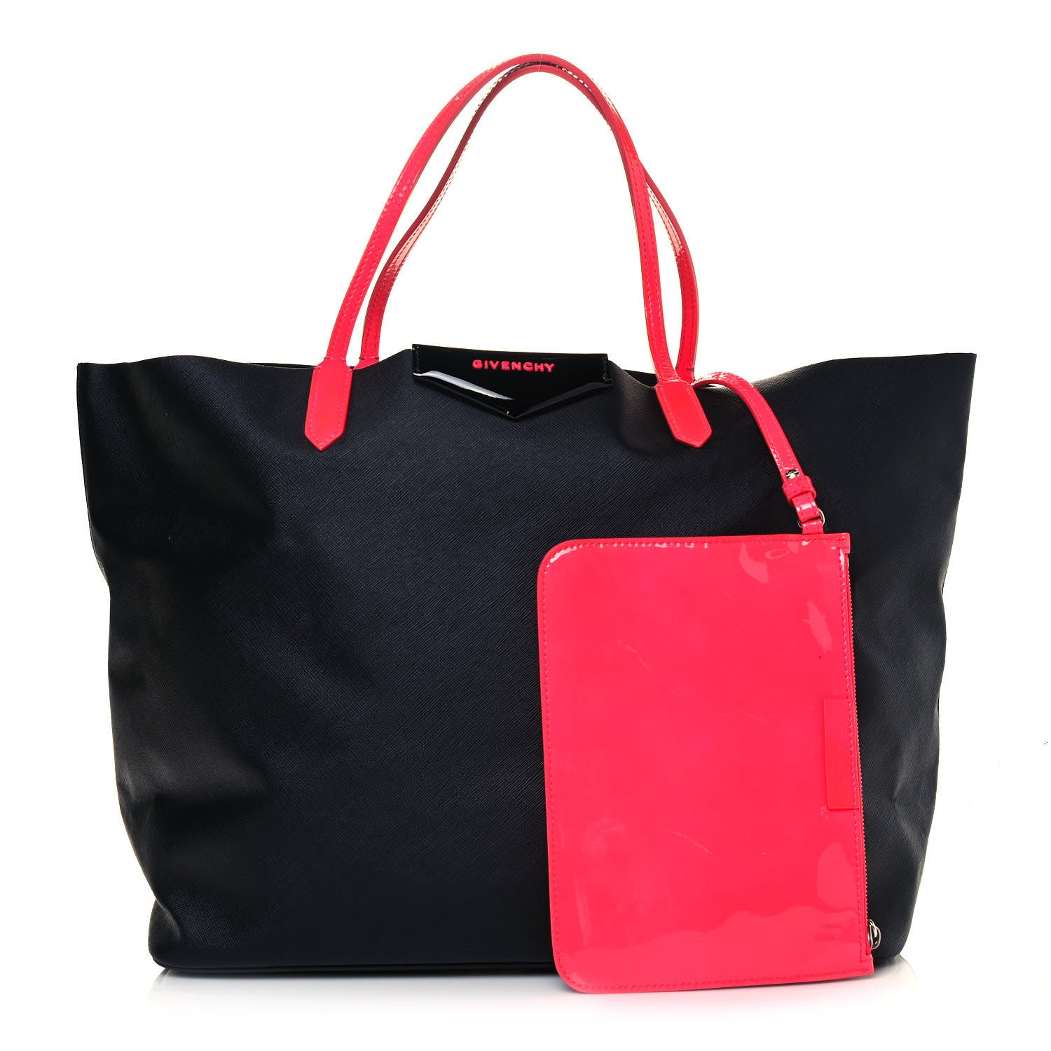 Givenchy Calfskin Large Antigona Tote Black Neon Pink 1 of 11
