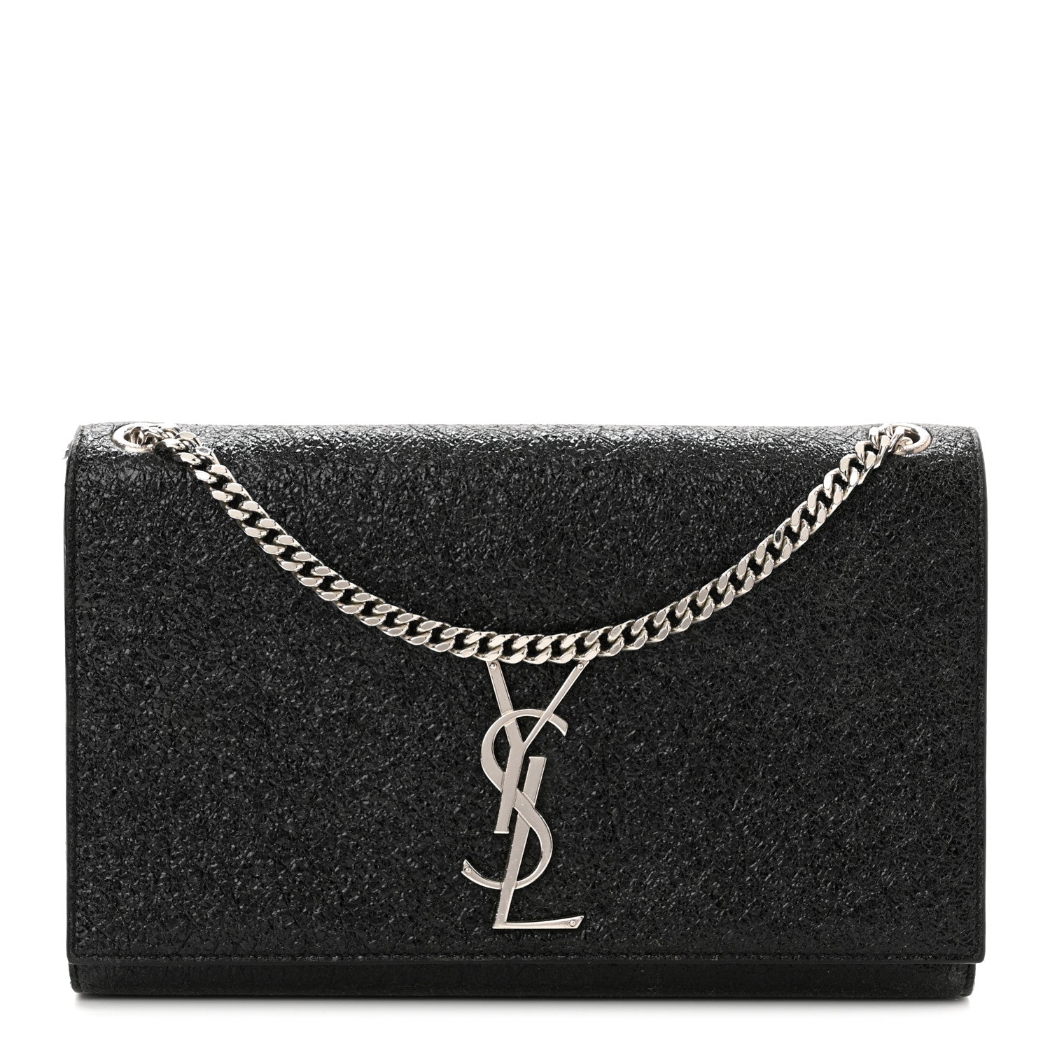 Saint Laurent Metallic Sparkle Calfskin Medium Monogram Kate Satchel Black 1 of 13