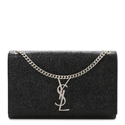 Saint Laurent Metallic Sparkle Calfskin Medium Monogram Kate Satchel Black 1 of 13